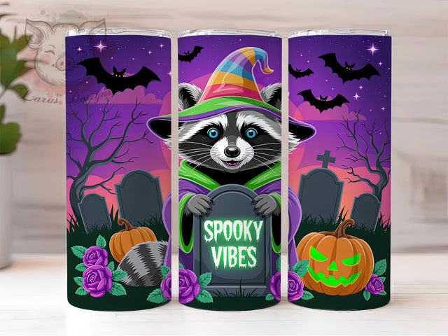 Cute Ghoul Halloween Raccoon Tumbler, Halloween Raccoon Wrap, Spooky Raccoon Cup, Ghoul Sublimation Design, 20oz Tumbler Wrap, Adorable Halloween Drinkware, Cute Spooky Cup Sublimation Lara' s Designs 
