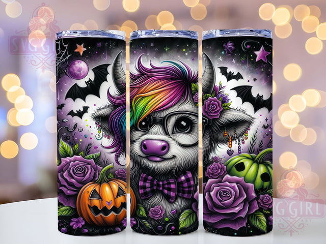 Cute Ghoul Highland Cow Halloween Tumbler, Halloween Cow Wrap, 20Oz Sublimation Design, Highland Cow Cup, Spooky Cow Drinkware, Autumn Halloween Tumbler, Ghoul Coffee Wrap Sublimation SvggirlplusArt 