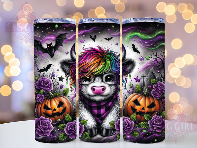 Cute Ghoul Highland Cow Halloween Tumbler, Halloween Cow Wrap, 20Oz Sublimation Design, Highland Cow Cup, Spooky Cow Drinkware, Autumn Halloween Tumbler, Ghoul Coffee Wrap Sublimation SvggirlplusArt 