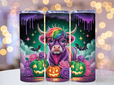 Cute Ghoul Highland Cow Halloween Tumbler, Halloween Cow Wrap, 20Oz Sublimation Design, Highland Cow Cup, Spooky Cow Drinkware, Autumn Halloween Tumbler, Ghoul Coffee Wrap Sublimation SvggirlplusArt 