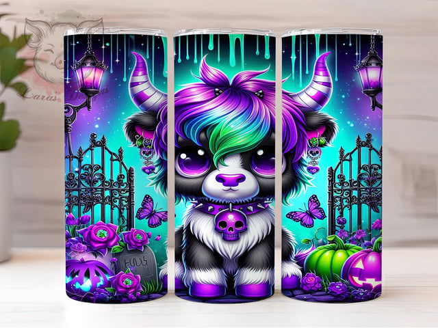 Cute Ghoul Highland Cow Halloween Tumbler, Highland Cow Halloween Cup Wrap, 20Oz Sublimation Design, Spooky Cow Drinkware, Farmhouse Halloween Tumbler, Rustic Ghoul Coffee Cup, Autumn Cow Mug Sublimation Lara' s Designs 