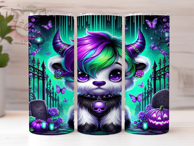 Cute Ghoul Highland Cow Halloween Tumbler, Highland Cow Halloween Cup Wrap, 20Oz Sublimation Design, Spooky Cow Drinkware, Farmhouse Halloween Tumbler, Rustic Ghoul Coffee Cup, Autumn Cow Mug Sublimation Lara' s Designs 