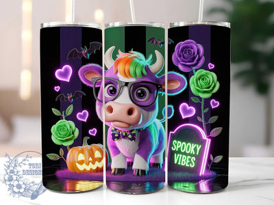 Cute Ghoul Highland Cow Halloween Tumbler, Highland Cow Halloween, Spooky Cow Cup, Kawaii Halloween Wrap, 20Oz Sublimation Wrap, Farmhouse Halloween Drinkware, Autumn Cow Tumbler Sublimation ToriDesigns 