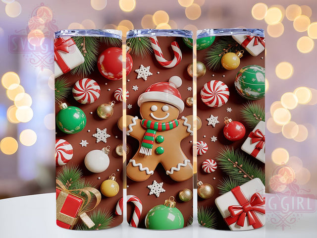 Cute Gingerbread Christmas Cookie Tumbler, Christmas Cookie Wrap, Holiday Baking Sublimation, Festive Treat Cup, 20Oz Skinny Tumbler Wrap, Cute Gingerbread Mug, Sweet Holiday Design Sublimation SvggirlplusArt 