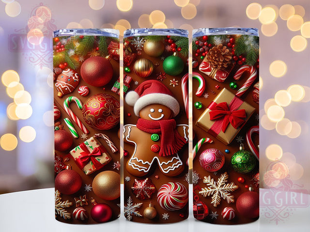 Cute Gingerbread Christmas Cookie Tumbler, Christmas Cookie Wrap, Holiday Baking Sublimation, Festive Treat Cup, 20Oz Skinny Tumbler Wrap, Cute Gingerbread Mug, Sweet Holiday Design Sublimation SvggirlplusArt 