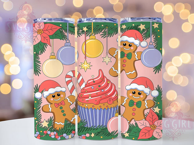 Cute Gingerbread Christmas Tumbler, Christmas Cookie Wrap, 20oz Tumbler Sublimation, Adorable Holiday Design, Sweet Festive Sublimation, Cozy Christmas Tumbler, Candy Cane Wrap Sublimation SvggirlplusArt 