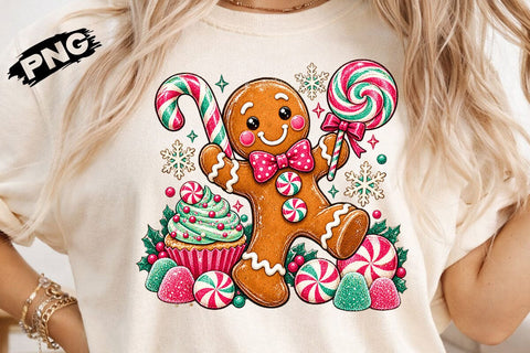 Cute Gingerbread Man Christmas Candy PNG SVG DesignDestine 