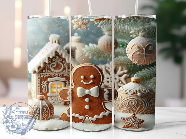 Cute Gingerbread Man Christmas Tumbler, Christmas Holiday Wrap, 20oz Tumbler Sublimation, Festive Gingerbread Design, Cute Holiday Sublimation, Cozy Winter Tumbler, Sweet Christmas Wrap Sublimation ToriDesigns 