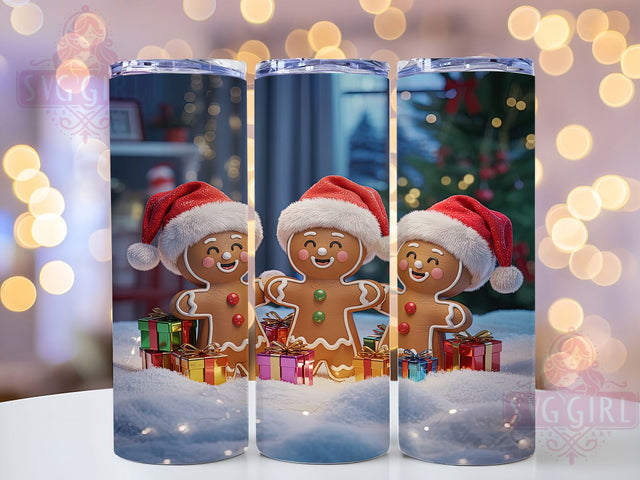 Cute Gingerbread Man Christmas Tumbler, Cute Christmas Wrap, Holiday Sublimation Design, Festive Gingerbread Cup, 20Oz Skinny Tumbler Wrap, Sweet Christmas Mug, Winter Cookie Design Sublimation SvggirlplusArt 