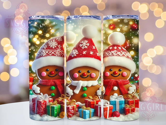 Cute Gingerbread Man Christmas Tumbler, Cute Christmas Wrap, Holiday Sublimation Design, Festive Gingerbread Cup, 20Oz Skinny Tumbler Wrap, Sweet Christmas Mug, Winter Cookie Design Sublimation SvggirlplusArt 