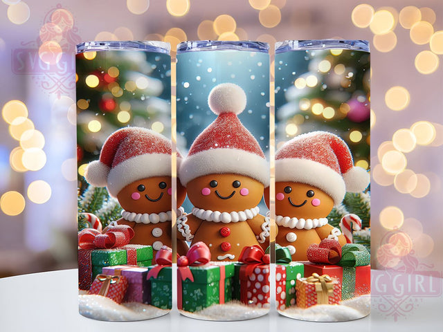 Cute Gingerbread Man Christmas Tumbler, Cute Christmas Wrap, Holiday Sublimation Design, Festive Gingerbread Cup, 20Oz Skinny Tumbler Wrap, Sweet Christmas Mug, Winter Cookie Design Sublimation SvggirlplusArt 