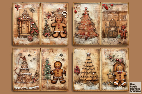 Cute Gingerbread Man | Junk Journal Pages Digital Pattern Fine Purple Elephant Creations 