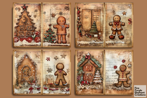 Cute Gingerbread Man | Junk Journal Pages Digital Pattern Fine Purple Elephant Creations 
