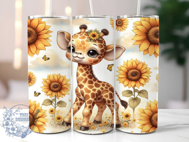 Cute Giraffe 20oz Skinny Tumbler, Giraffe Floral Tumbler Png, Straight & Tapered Tumbler Wrap, Instant Digital Download Sublimation ToriDesigns 