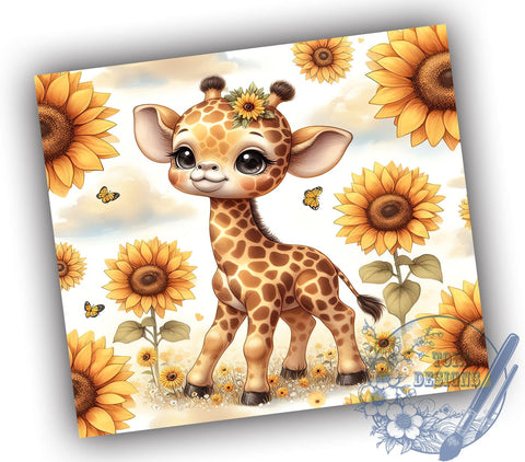 Cute Giraffe 20oz Skinny Tumbler, Giraffe Floral Tumbler Png, Straight & Tapered Tumbler Wrap, Instant Digital Download Sublimation ToriDesigns 