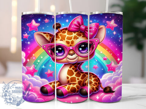 Cute Giraffe 20oz Skinny Tumbler PNG, Baby Giraffe Tumbler Wrap, Sublimation Design, Straight & Tapered Tumbler Wrap, Instant Digital Download Sublimation ToriDesigns 