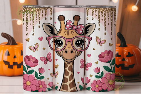 Cute Giraffe 20oz Tumbler Wrap Sublimation PixelChick 