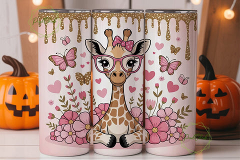 Cute Giraffe 20oz Tumbler Wrap Sublimation PixelChick 