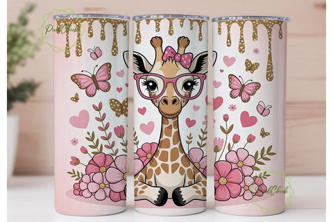 Cute Giraffe 20oz Tumbler Wrap Sublimation PixelChick 