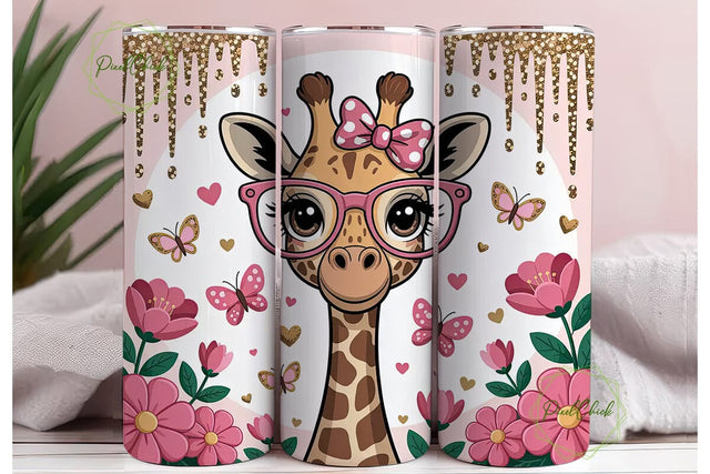 Cute Giraffe 20oz Tumbler Wrap Sublimation PixelChick 