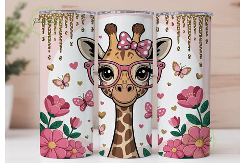 Cute Giraffe 20oz Tumbler Wrap Sublimation PixelChick 