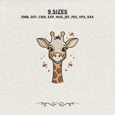 Cute Giraffe Face Machine Embroidery Design PES DST Stitch Pattern Files Embroidery/Applique DESIGNS PatternFeed8 