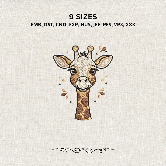 Cute Giraffe Face Machine Embroidery Design PES DST Stitch Pattern Files Embroidery/Applique DESIGNS PatternFeed8 