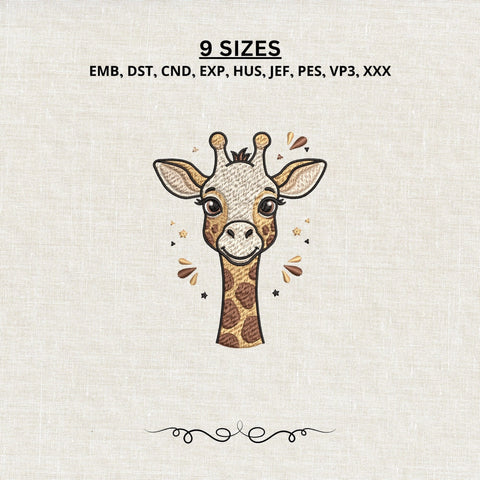 Cute Giraffe Face Machine Embroidery Design PES DST Stitch Pattern Files Embroidery/Applique DESIGNS PatternFeed8 