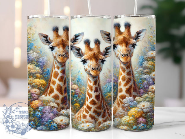 Cute Giraffe Family Safari Tumbler, Cute Baby Giraffe Sublimation Design, Floral Animal Cup Art, 20oz Wildlife Tumbler, Whimsical Giraffe Mug, Stylish Animal Cup, Cozy Safari Wrap Sublimation ToriDesigns 