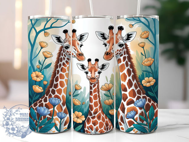 Cute Giraffe Family Safari Tumbler, Cute Baby Giraffe Sublimation Design, Floral Animal Cup Art, 20oz Wildlife Tumbler, Whimsical Giraffe Mug, Stylish Animal Cup, Cozy Safari Wrap Sublimation ToriDesigns 