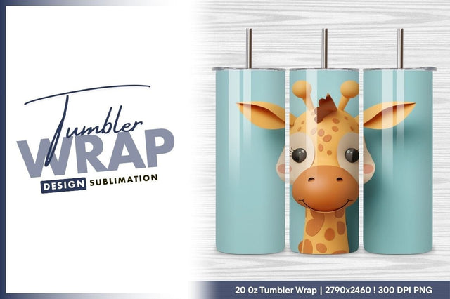 Cute giraffe head illustration on blue background Sublimation Regulrcrative 
