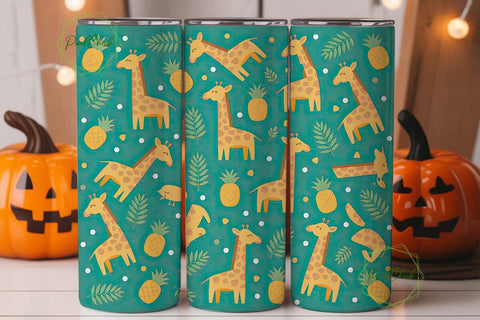 Cute Giraffe & Pineapple 20oz Tumbler Sublimation PixelChick 