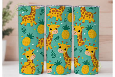 Cute Giraffe & Pineapple 20oz Tumbler Sublimation PixelChick 