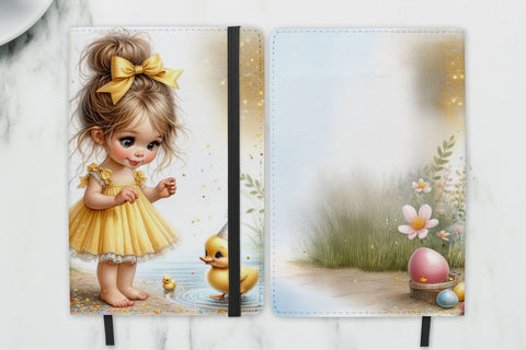 Cute Girl and Duckling Journal Cover Sublimation Design Sublimation BijouBay 
