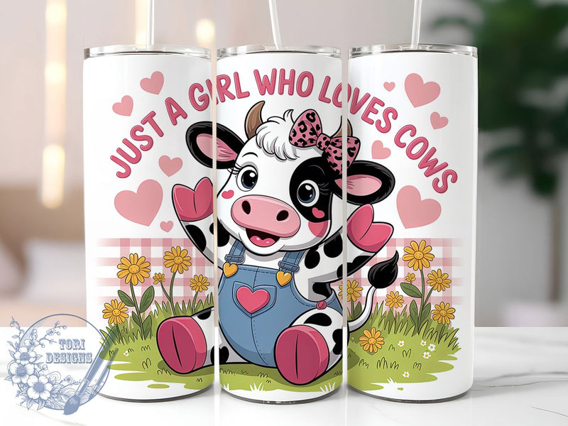 Cute Girl Cow Tumbler, Girl Cow Tumbler, Cute 20oz Wrap, Sublimation Design, Stylish Gift Idea, Animal Lover Wrap, Fun Cow Tumbler Sublimation ToriDesigns 