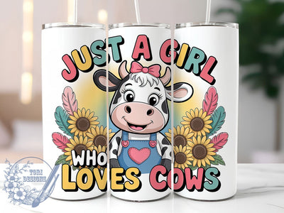 Cute Girl Cow Tumbler, Girl Cow Tumbler, Cute 20oz Wrap, Sublimation Design, Stylish Gift Idea, Animal Lover Wrap, Fun Cow Tumbler Sublimation ToriDesigns 