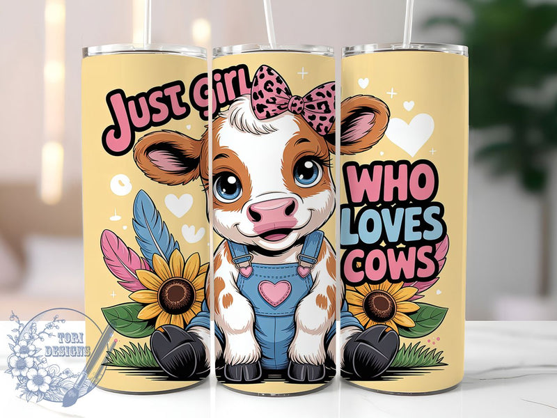 Cute Girl Cow Tumbler, Girl Cow Tumbler, Cute 20oz Wrap, Sublimation Design, Stylish Gift Idea, Animal Lover Wrap, Fun Cow Tumbler Sublimation ToriDesigns 