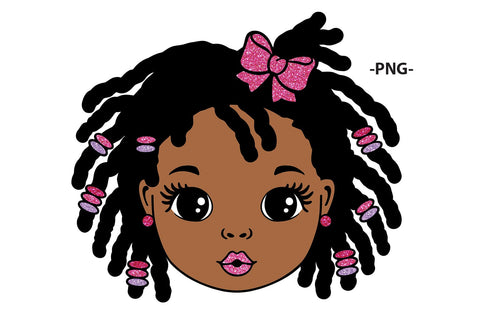Cute Girl Face SVG PNG JPG AI EPS DXF PDF with Braided Hair Beads and Bow Digital Clipart for Sublimation and Cricut Projects SVG 1uniqueminute 