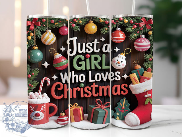 Cute Girl Loves Christmas Tumbler, Festive Quote Wrap, Holiday Cheer Sublimation, Cute Christmas Cup, 20Oz Skinny Tumbler Wrap, Whimsical Holiday Mug, Joyful Season Design Sublimation ToriDesigns 