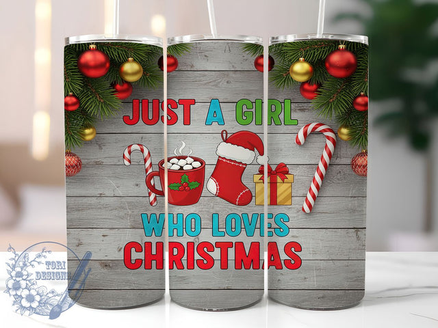 Cute Girl Loves Christmas Tumbler, Festive Quote Wrap, Holiday Cheer Sublimation, Cute Christmas Cup, 20Oz Skinny Tumbler Wrap, Whimsical Holiday Mug, Joyful Season Design Sublimation ToriDesigns 