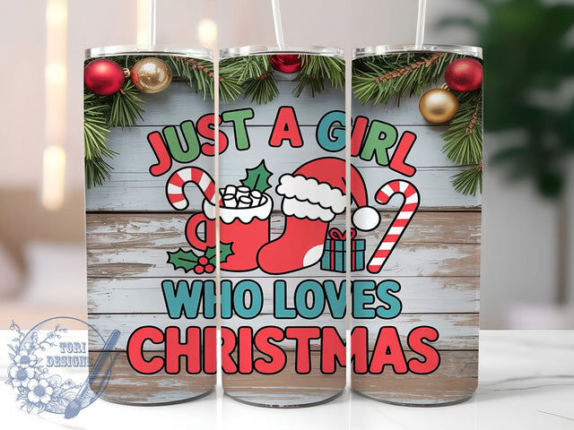 Cute Girl Loves Christmas Tumbler, Festive Quote Wrap, Holiday Cheer Sublimation, Cute Christmas Cup, 20Oz Skinny Tumbler Wrap, Whimsical Holiday Mug, Joyful Season Design Sublimation ToriDesigns 