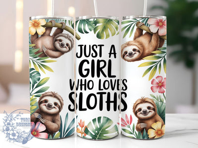 Cute Girl Sloth Tumbler, Girl Sloth Tumbler, Cute 20oz Wrap, Sublimation Design, Stylish Gift Idea, Animal Lover Wrap, Fun Sloth Tumbler Sublimation ToriDesigns 