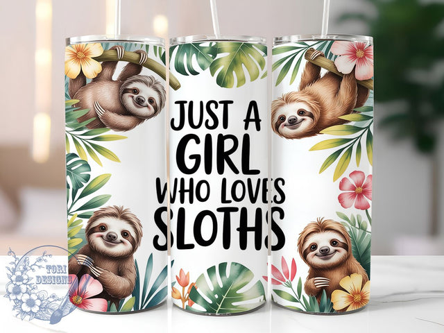 Cute Girl Sloth Tumbler, Girl Sloth Tumbler, Cute 20oz Wrap, Sublimation Design, Stylish Gift Idea, Animal Lover Wrap, Fun Sloth Tumbler Sublimation ToriDesigns 