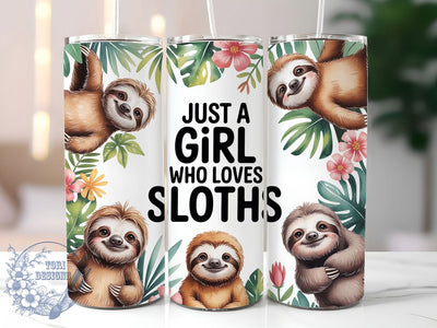 Cute Girl Sloth Tumbler, Girl Sloth Tumbler, Cute 20oz Wrap, Sublimation Design, Stylish Gift Idea, Animal Lover Wrap, Fun Sloth Tumbler Sublimation ToriDesigns 