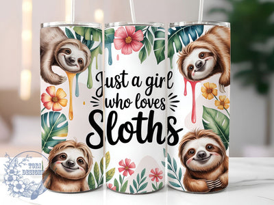 Cute Girl Sloth Tumbler, Girl Sloth Tumbler, Cute 20oz Wrap, Sublimation Design, Stylish Gift Idea, Animal Lover Wrap, Fun Sloth Tumbler Sublimation ToriDesigns 