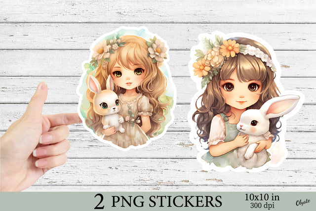 Cute Girl Stickers PNG. Printable Stickers PNG Sublimation Olga Terlyanskaya 