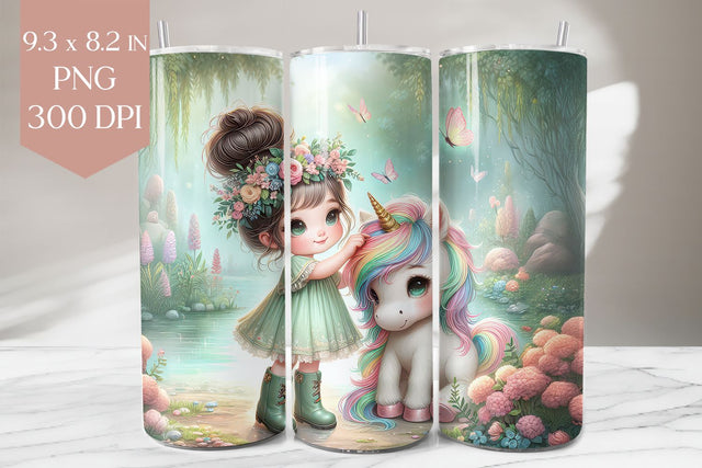 Cute Girl & Unicorn Tumbler Sublimation Sublimation BijouBay 