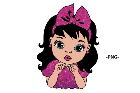 Cute Girl with Big Eyes Red Bow SVG PNG JPG EPS PDF AI DXF Vector File for Cricut Silhouette Sublimation Crafts Clipart Design SVG 1uniqueminute 