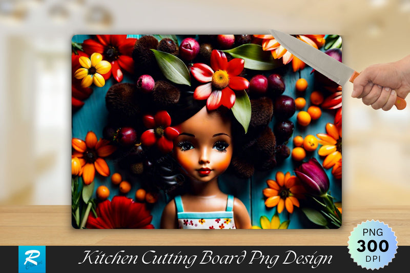 Cute Girl With Flowers Cutting Board Sublimation Regulrcrative 