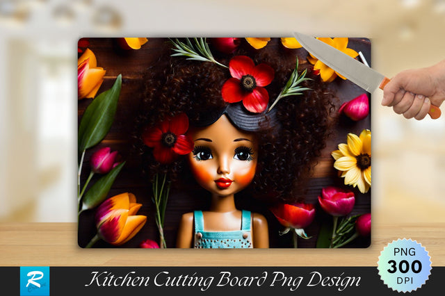 Cute Girl With Flowers Cutting Board Sublimation Regulrcrative 